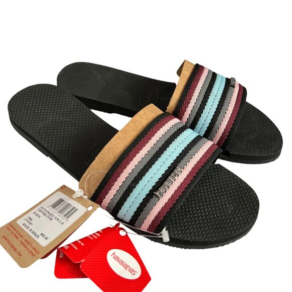 Havaianas Sandals You Malta Mix Sandals Black multi womens 7/8 slide flat woven - Picture 3 of 10